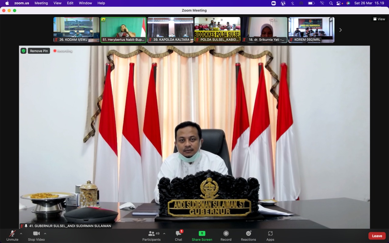 Gubernur Sudirman Sebut Kondisi Covid-19 di Sulsel Sudah Melandai